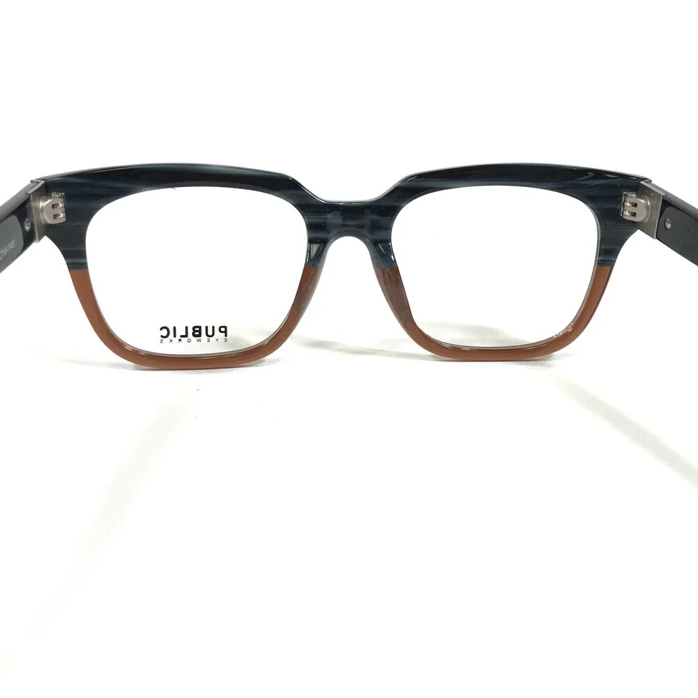 Public Eyeworks Eyeglasses Frames CAMDEN-C01 Brown Blue Thick Rim 52-19-140
